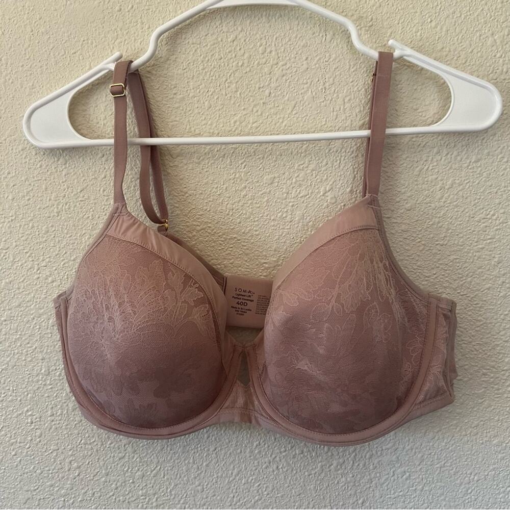 Soma 012201 Lightest Lift Perfect Coverage Lace Bra in tan nude 40D